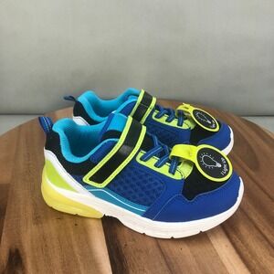 Athletic Works Little Boys Light Up Sneakers Blue Yellow Size 12 Memory Foam